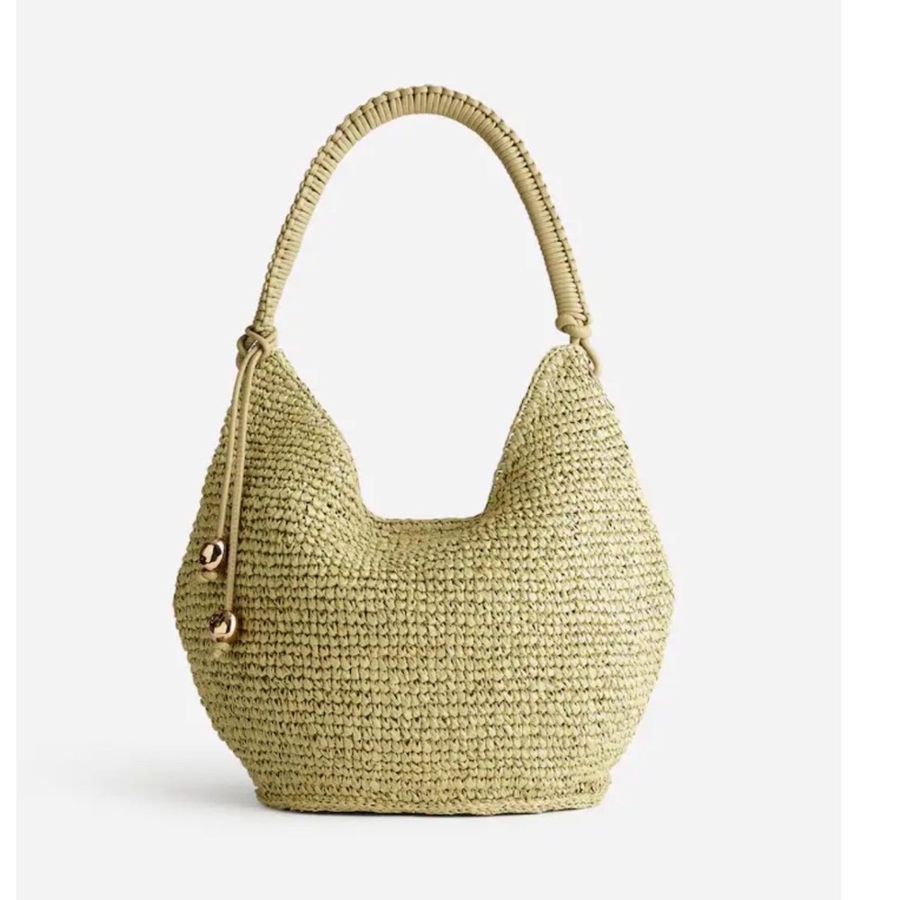 Madewell Camren Straw Bag Sagebrush Shoulder OS Crochet Hobo Bag Green Woven NWT - Picture 1 of 11
